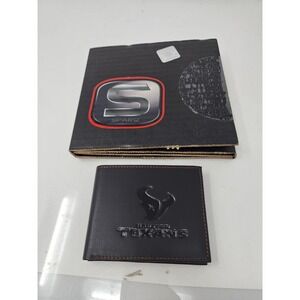 Sparo Mens Houston Texans Bifold Wallet Black Leather RFID Gift Size OS